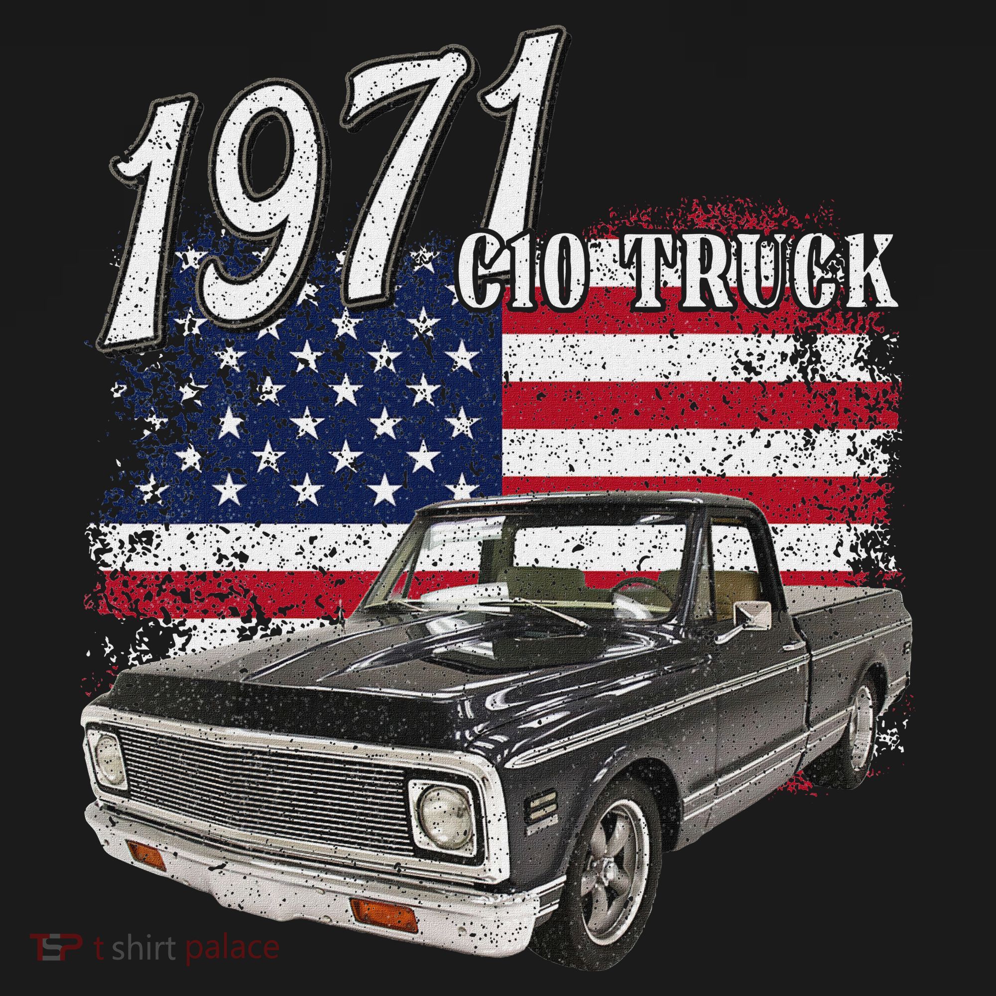 1971 71 C10 Truck Vintage 4th Of July American Flag T-Shirt