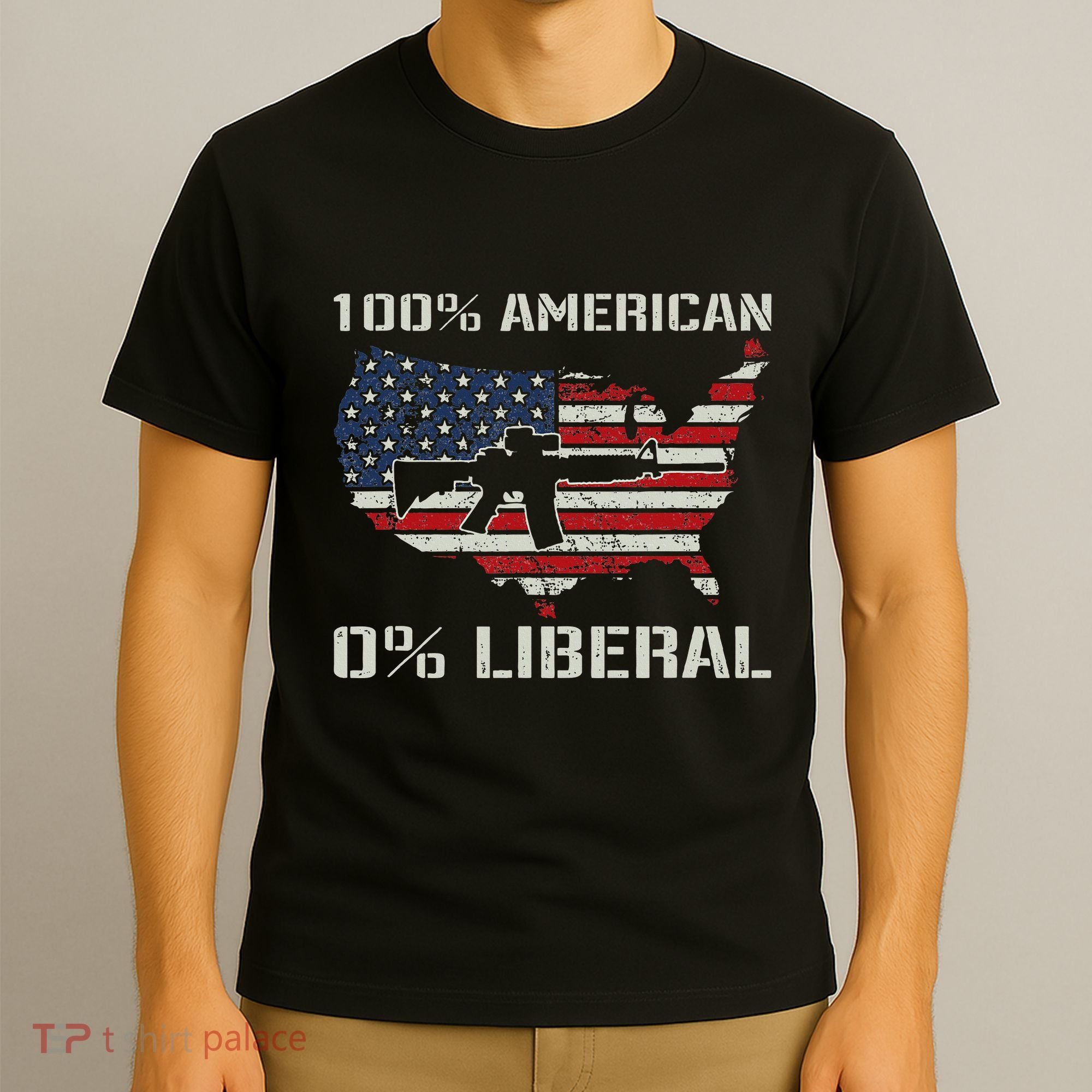 100 American 0 Liberal Ar15 Pro Gun Usa Flag Republican T-Shirt