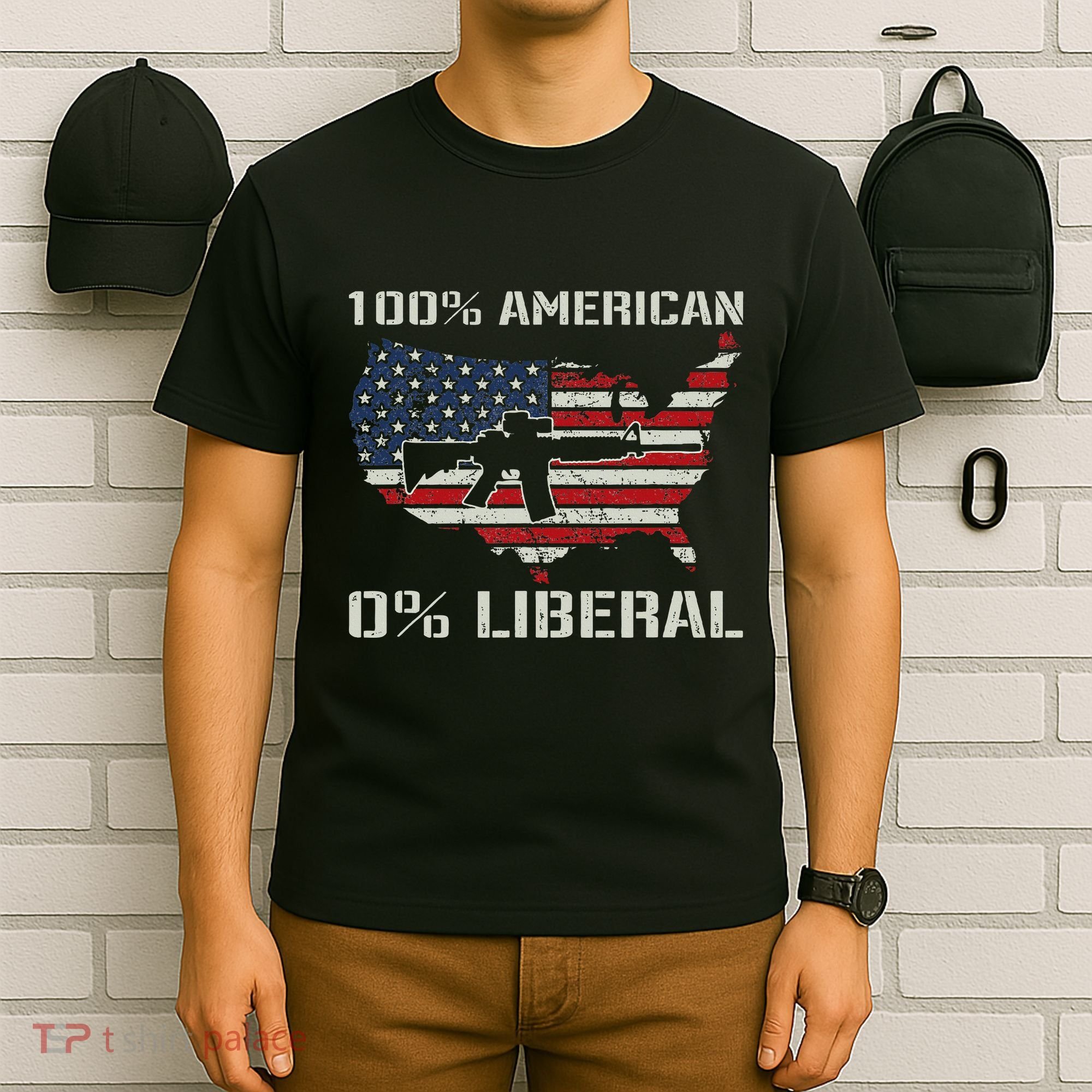100 American 0 Liberal Ar15 Pro Gun Usa Flag Republican T-Shirt