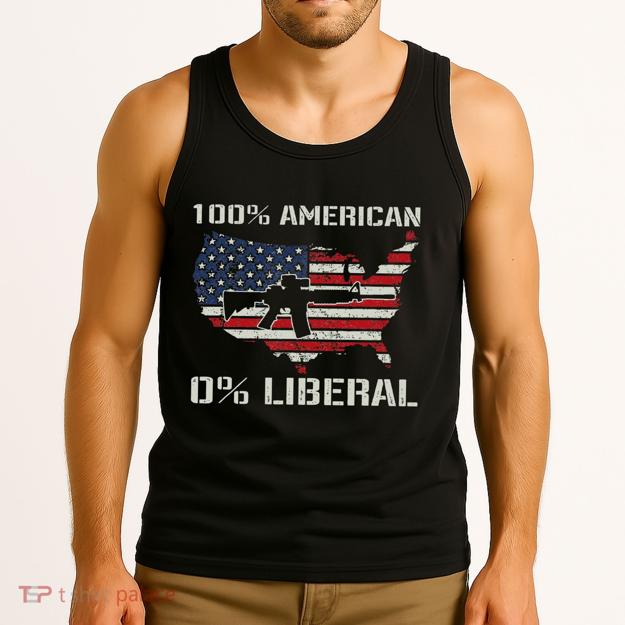 100 American 0 Liberal Ar15 Pro Gun Usa Flag Republican Tank Top