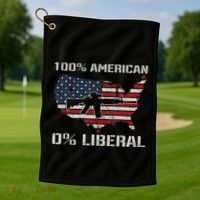 100 American 0 Liberal Ar15 Pro Gun Usa Flag Republican Golf Towel thumb 1