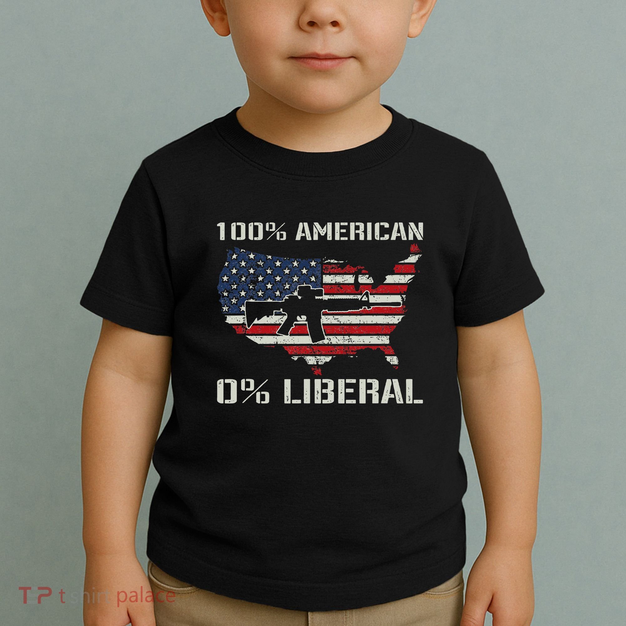 100 American 0 Liberal Ar15 Pro Gun Usa Flag Republican Toddler T-Shirt