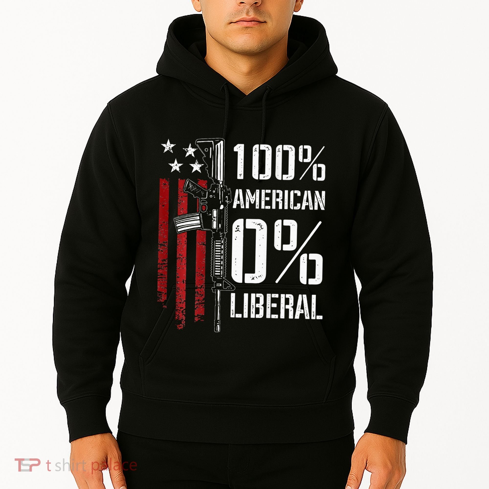 100 American 0 Liberal Funny Pro Gun On Back Hoodie