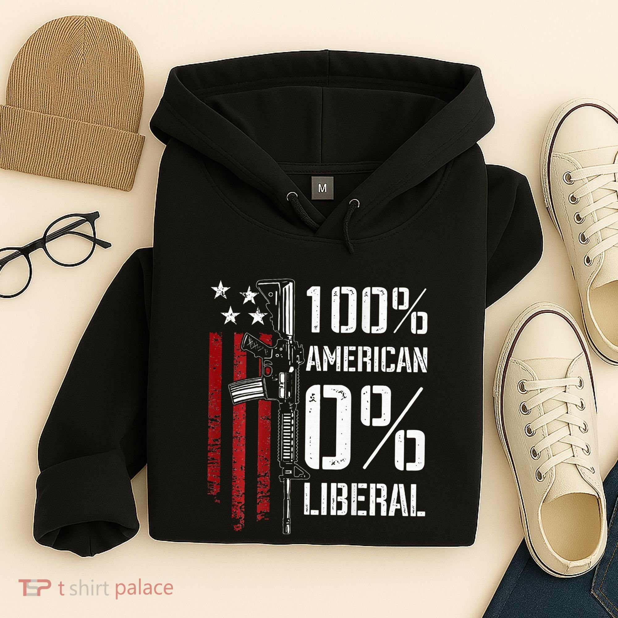 100 American 0 Liberal Funny Pro Gun On Back Hoodie