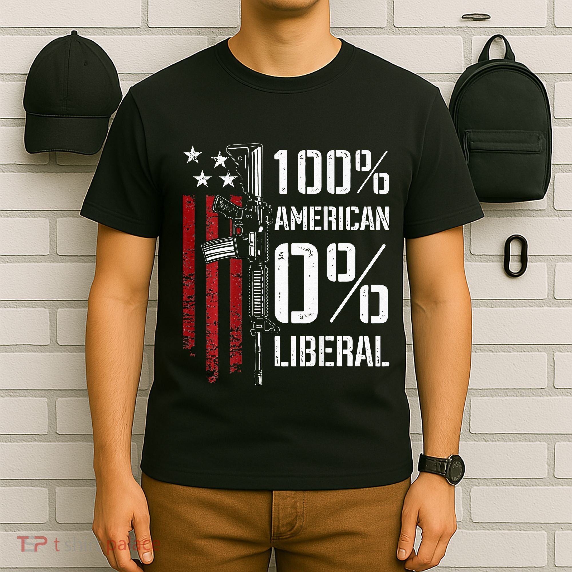 100 American 0 Liberal Funny Pro Gun On Back T-Shirt