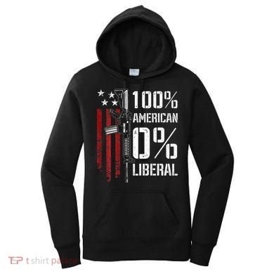 100 American 0 Liberal Funny Pro Gun On Back Women's Hoodie
