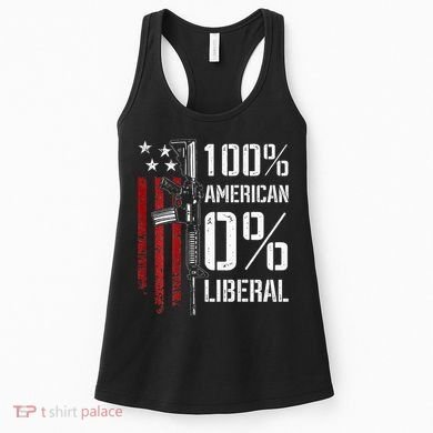 100 American 0 Liberal Funny Pro Gun On Back Women's Tank Top
