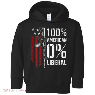 100 American 0 Liberal Funny Pro Gun On Back Toddler Hoodie