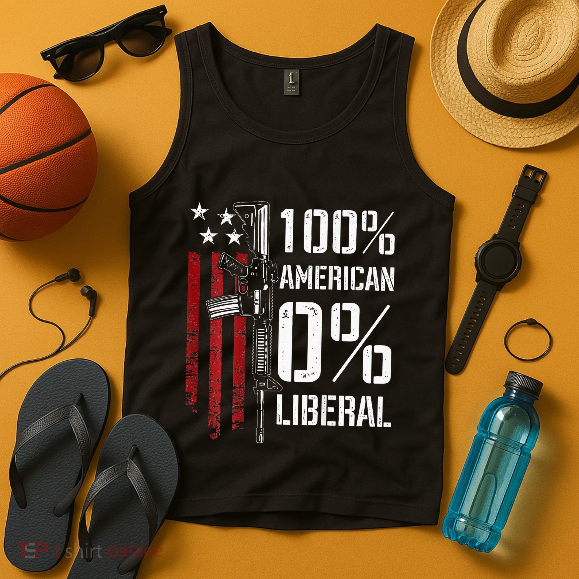 100 American 0 Liberal Funny Pro Gun On Back Tank Top