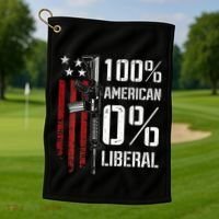 100 American 0 Liberal Funny Pro Gun On Back Golf Towel thumb 1