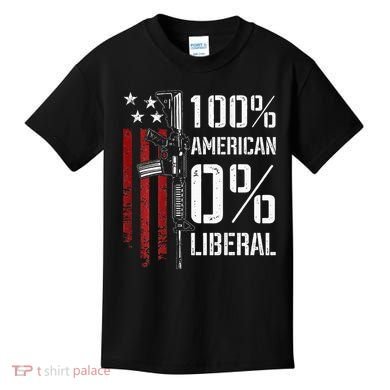 100 American 0 Liberal Funny Pro Gun On Back Kids T-Shirt