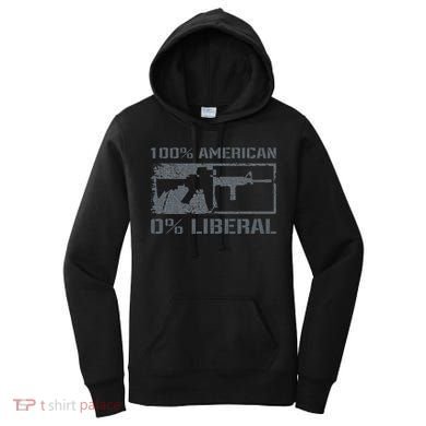 100 American 0 Liberal 2nd Amendment AR15 Rifle Funny Gun Women's Hoodie