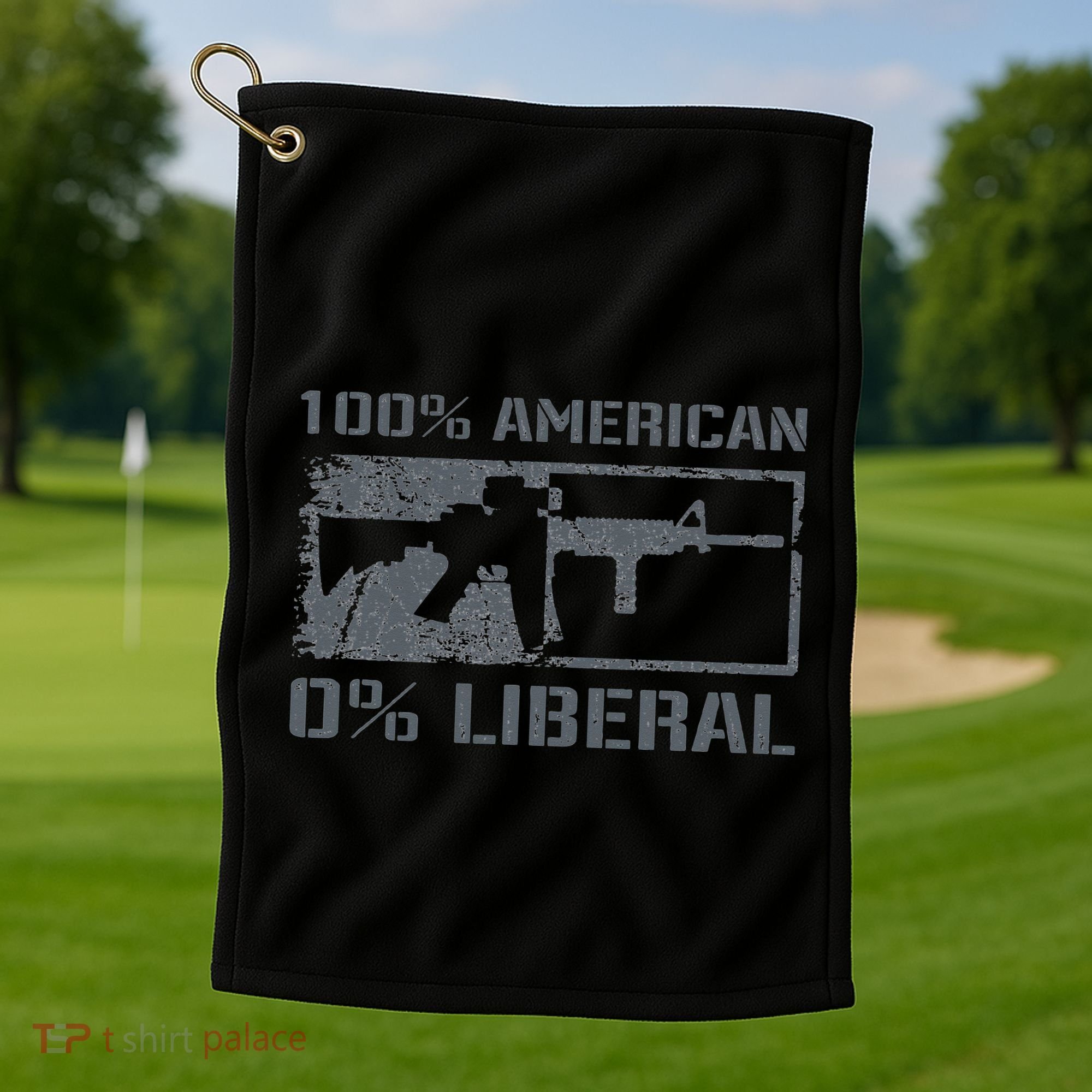 100 American 0 Liberal 2nd Amendment AR15 Rifle Funny Gun Golf Towel