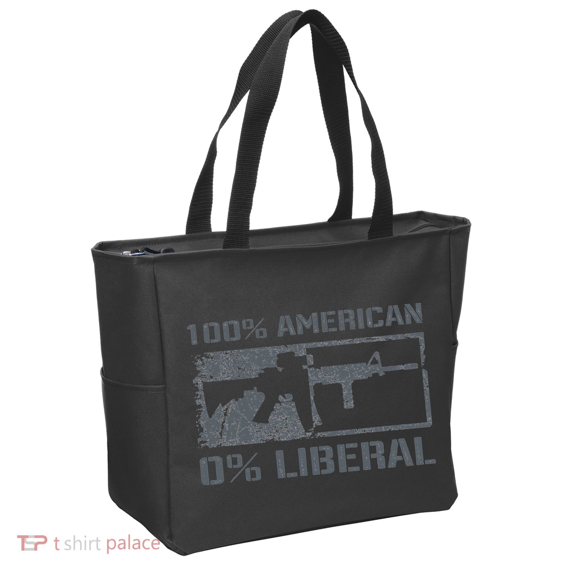 100 American 0 Liberal 2nd Amendment AR15 Rifle Funny Gun Tote Bag