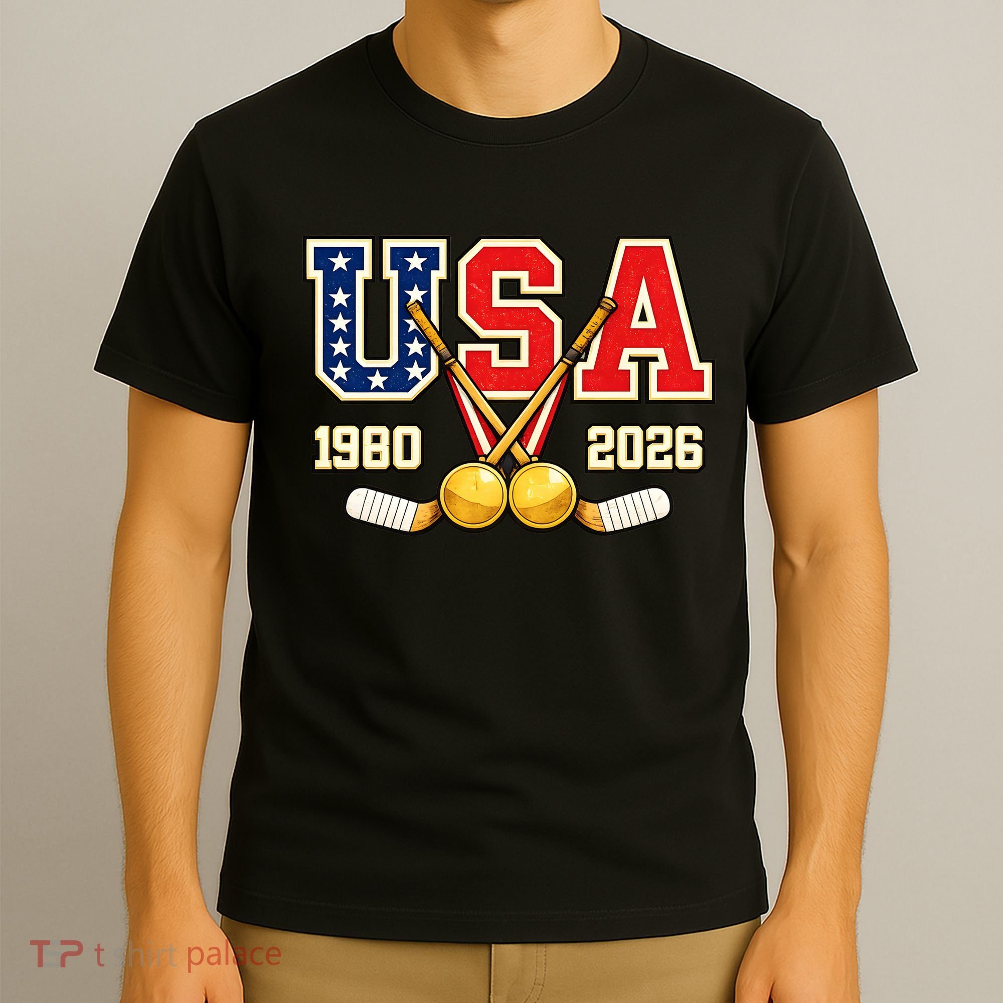 1980 And 2026 Hockey Vintage USA Champions T-Shirt