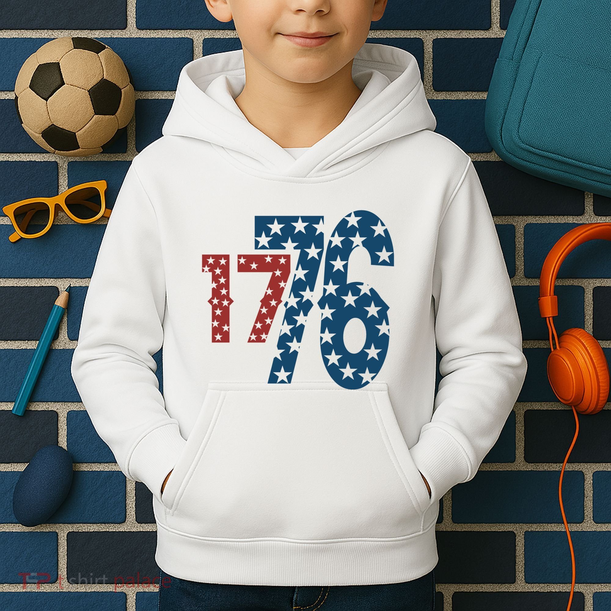 1776 American 4th Of July Kids Hoodie
