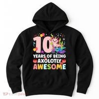 10th Axolotl Birthday Ten Year Old Axolotl Birthday Party Hoodie thumb 0