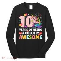 10th Axolotl Birthday Ten Year Old Axolotl Birthday Party Long Sleeve Shirt thumb 0