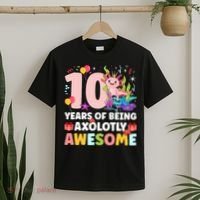 10th Axolotl Birthday Ten Year Old Axolotl Birthday Party T-Shirt thumb 2