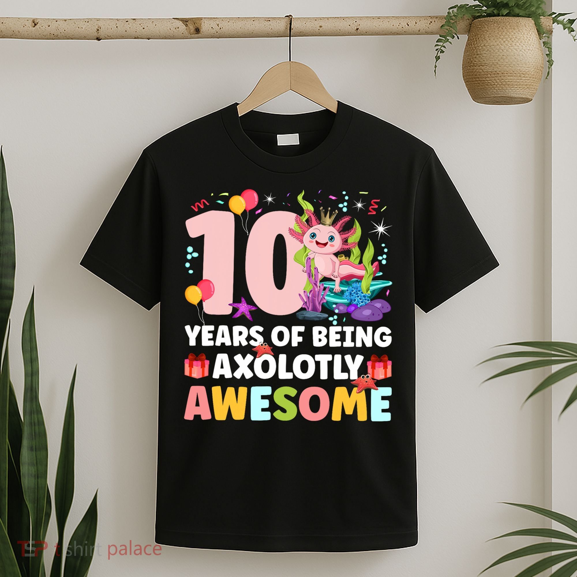 10th Axolotl Birthday Ten Year Old Axolotl Birthday Party T-Shirt