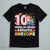 10th Axolotl Birthday Ten Year Old Axolotl Birthday Party T-Shirt thumb 5