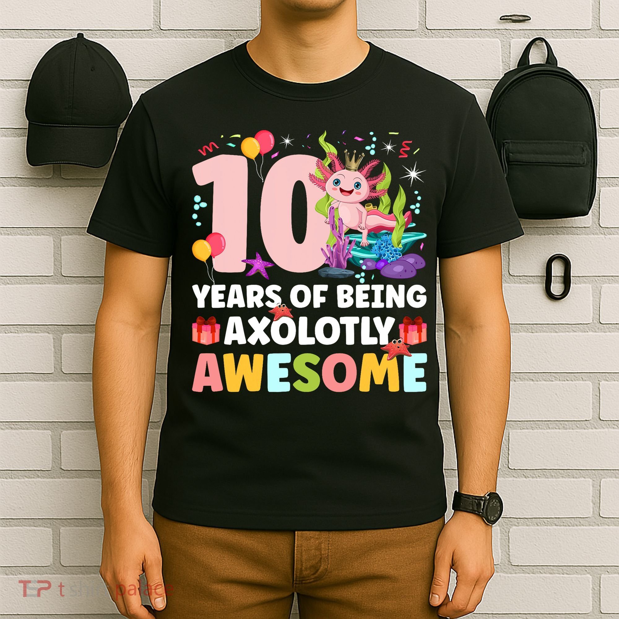 10th Axolotl Birthday Ten Year Old Axolotl Birthday Party T-Shirt