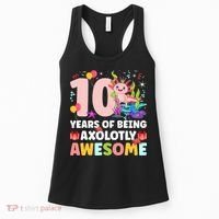10th Axolotl Birthday Ten Year Old Axolotl Birthday Party Women's Tank Top thumb 0