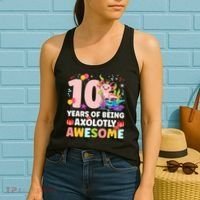 10th Axolotl Birthday Ten Year Old Axolotl Birthday Party Women's Tank Top thumb 2
