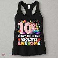 10th Axolotl Birthday Ten Year Old Axolotl Birthday Party Women's Tank Top thumb 3