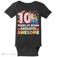 10th Axolotl Birthday Ten Year Old Axolotl Birthday Party Baby Bodysuit thumb 0