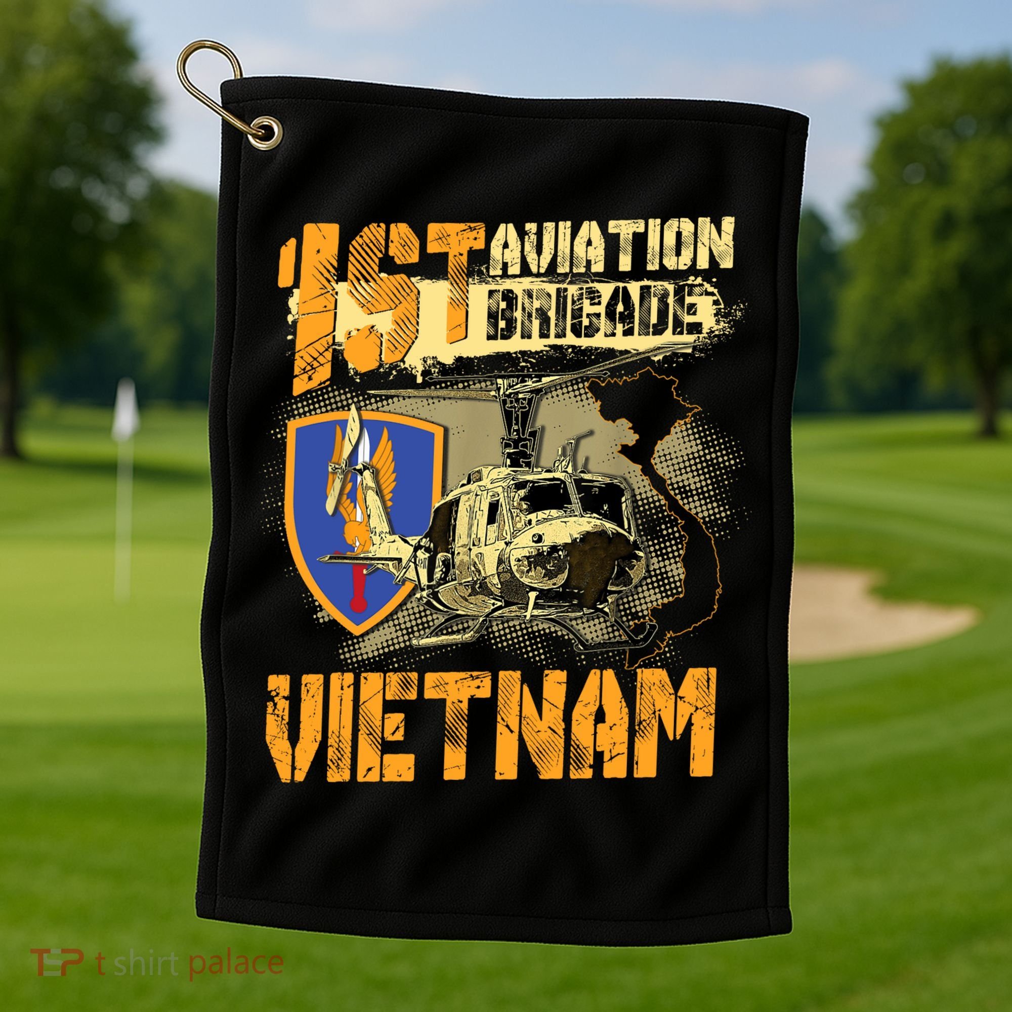 1st Aviation Brigade Vietnam Veteran Pilot  Door Gunner Golf Towel