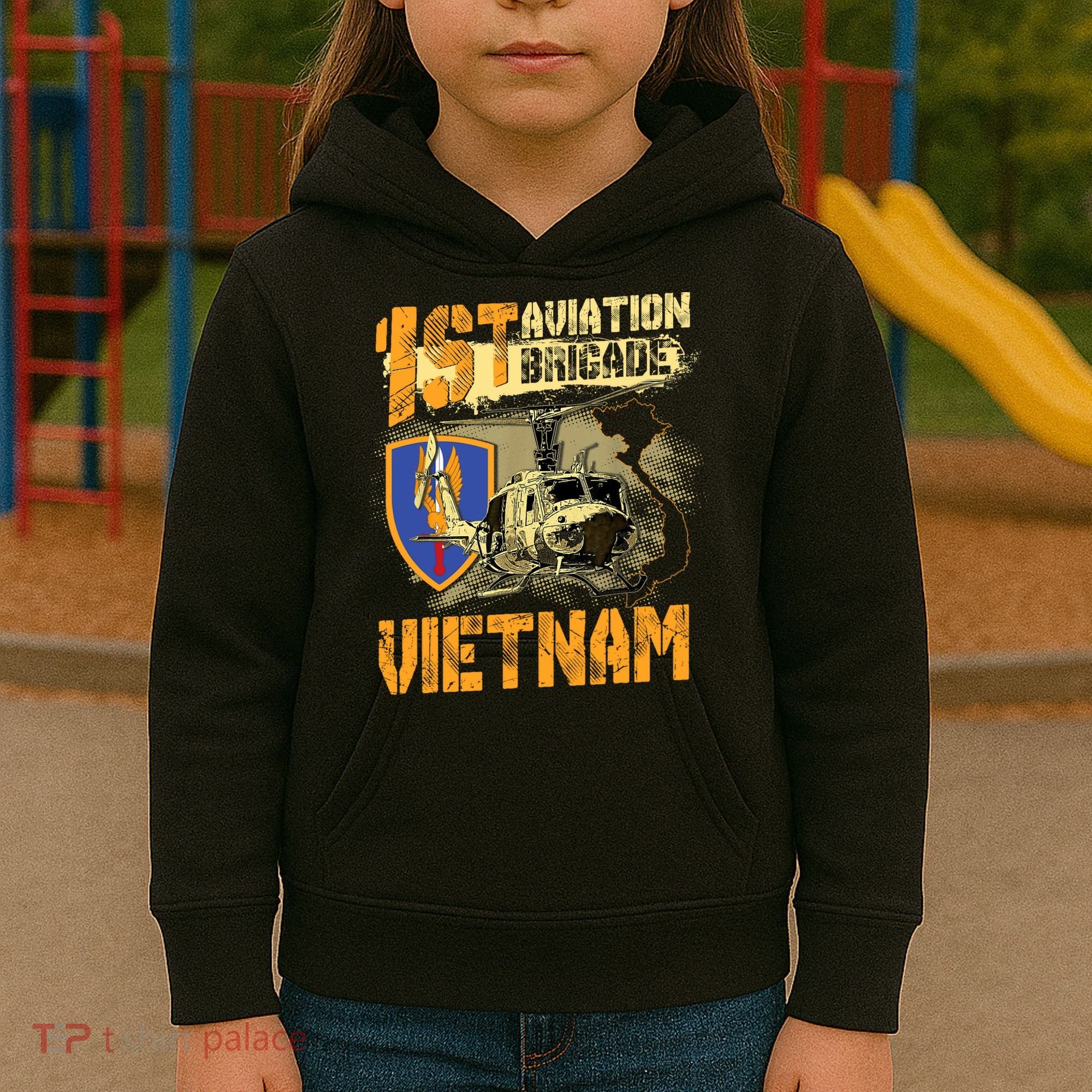 1st Aviation Brigade Vietnam Veteran Pilot  Door Gunner Kids Hoodie