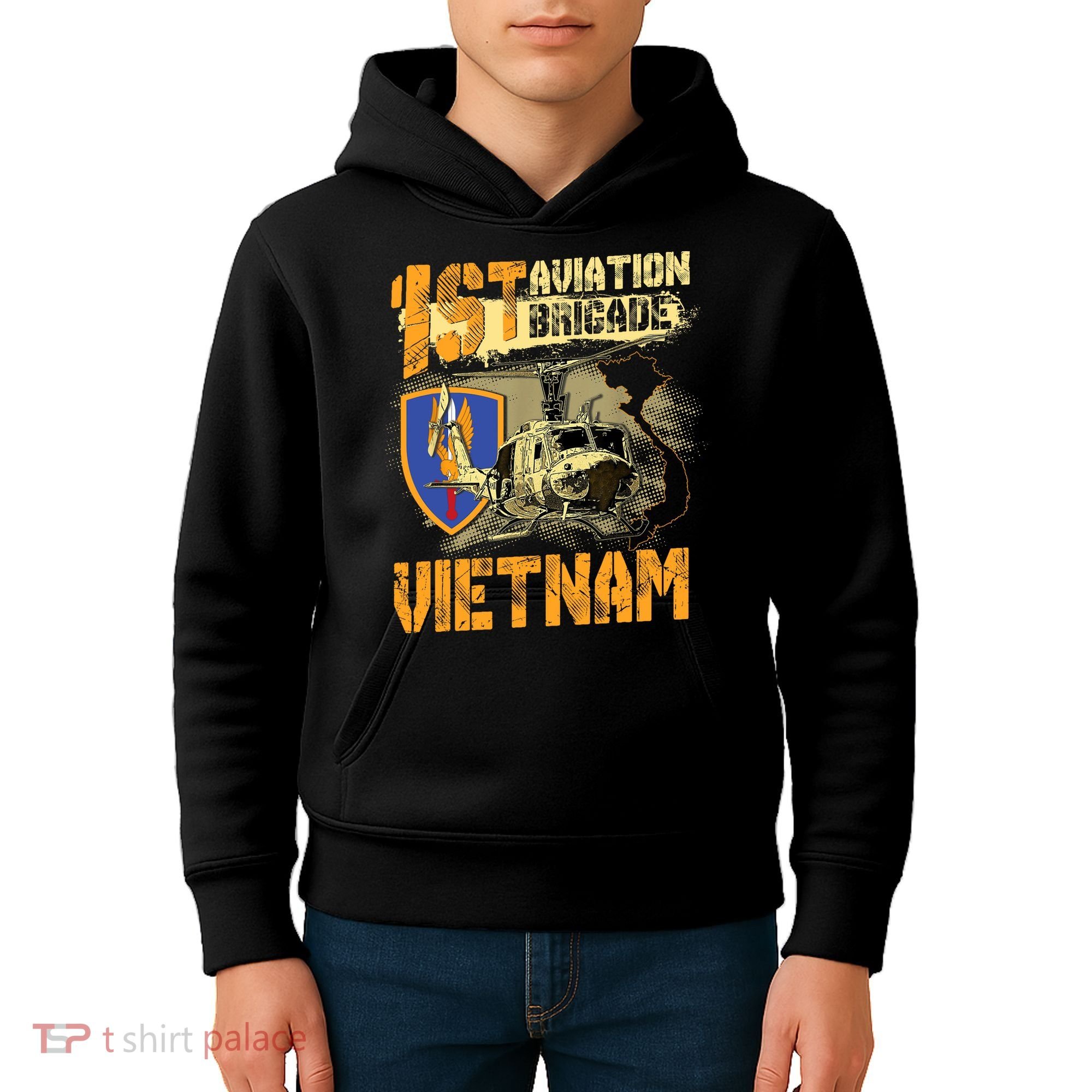 1st Aviation Brigade Vietnam Veteran Pilot  Door Gunner Kids Hoodie