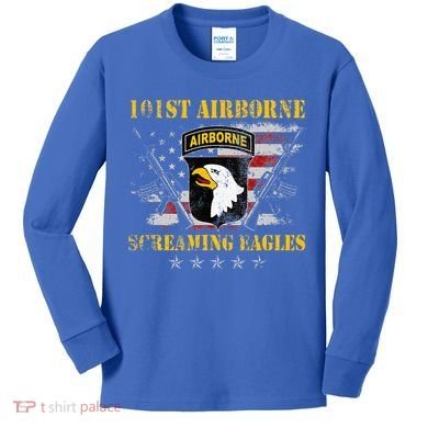 101st Airborne Division Veteran Screaming Eagle Kids Long Sleeve Shirt