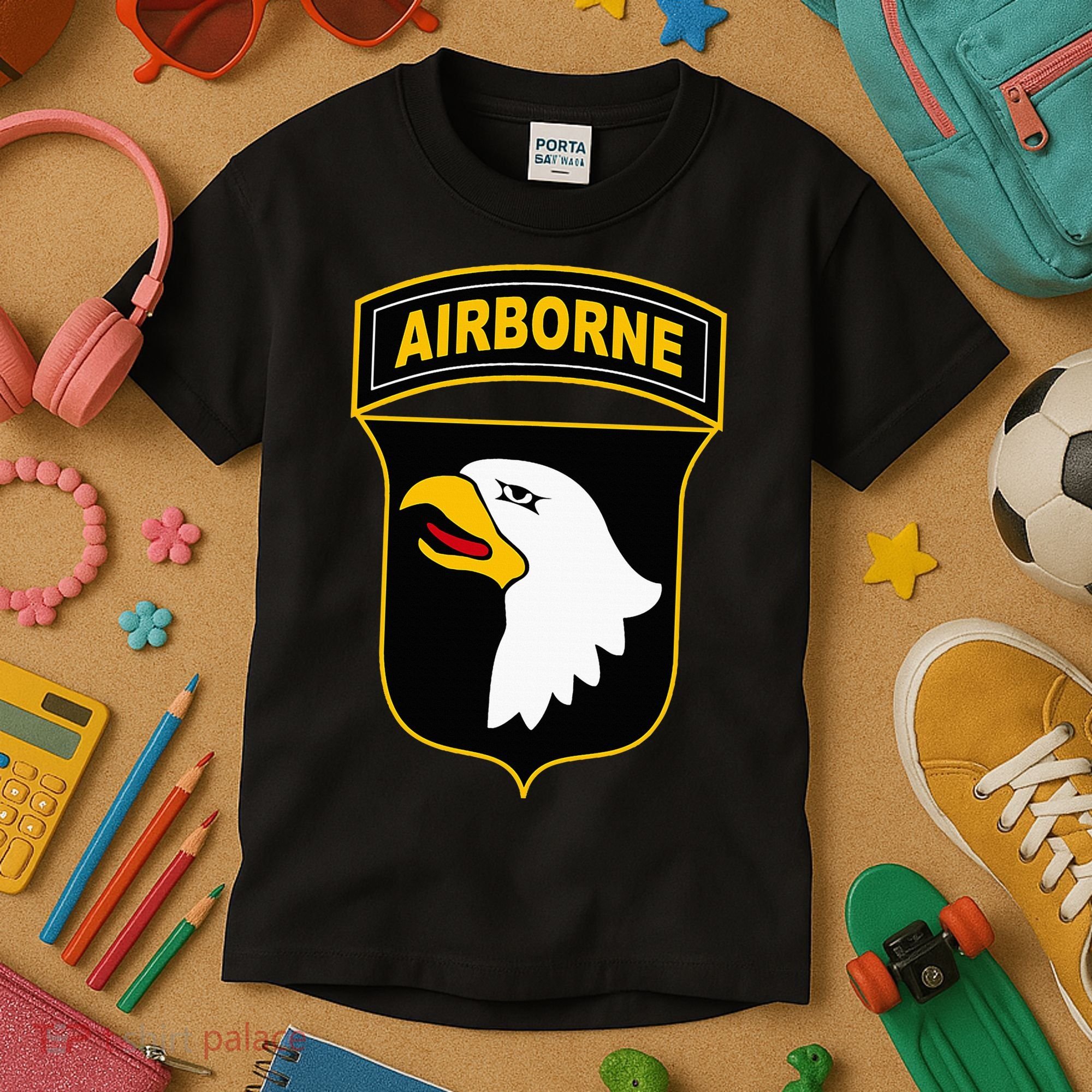 101st Airborne Division Military Veteran American Eagle Army Kids T-Shirt