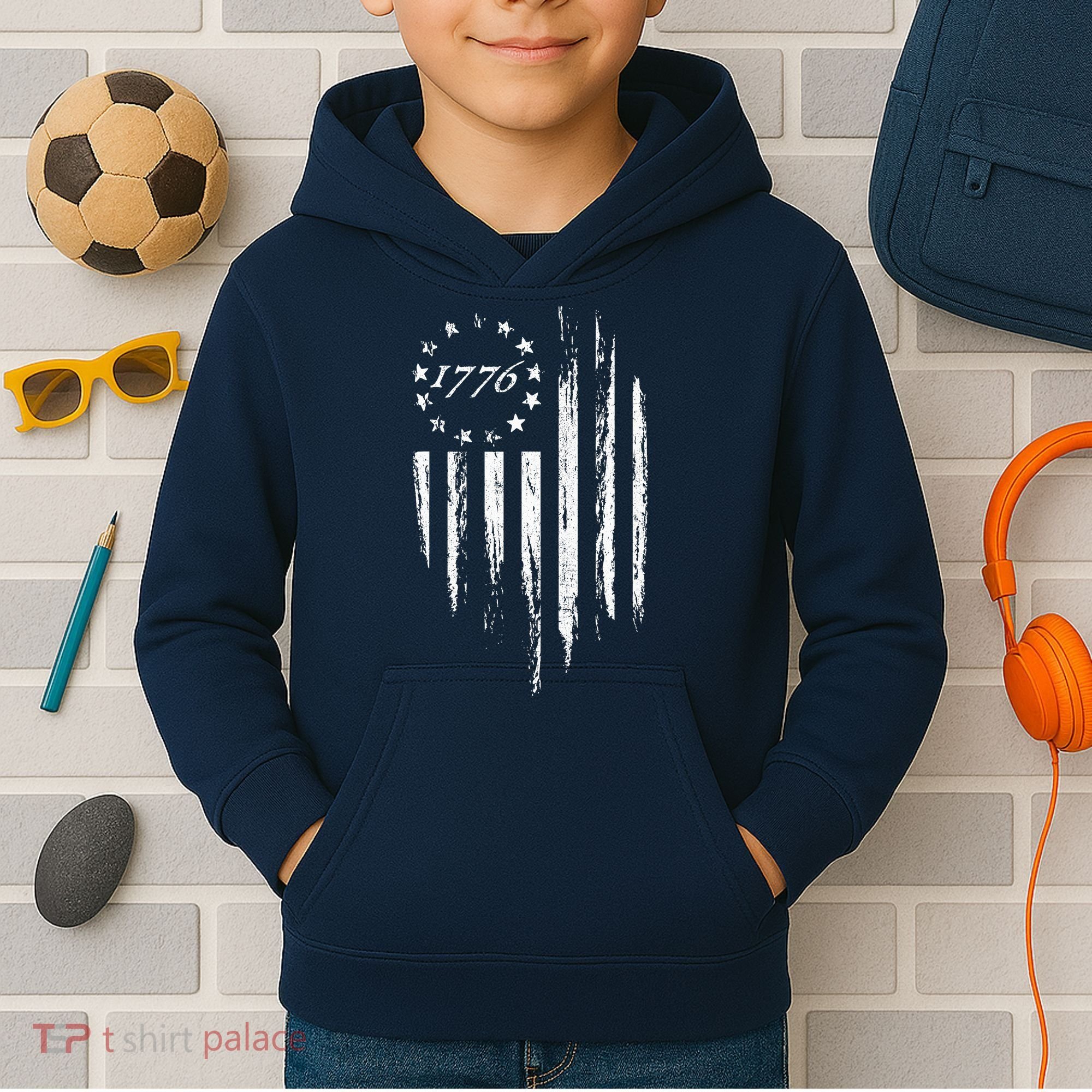 1776 American Flag Betsy Ross 13 Stars Kids Hoodie