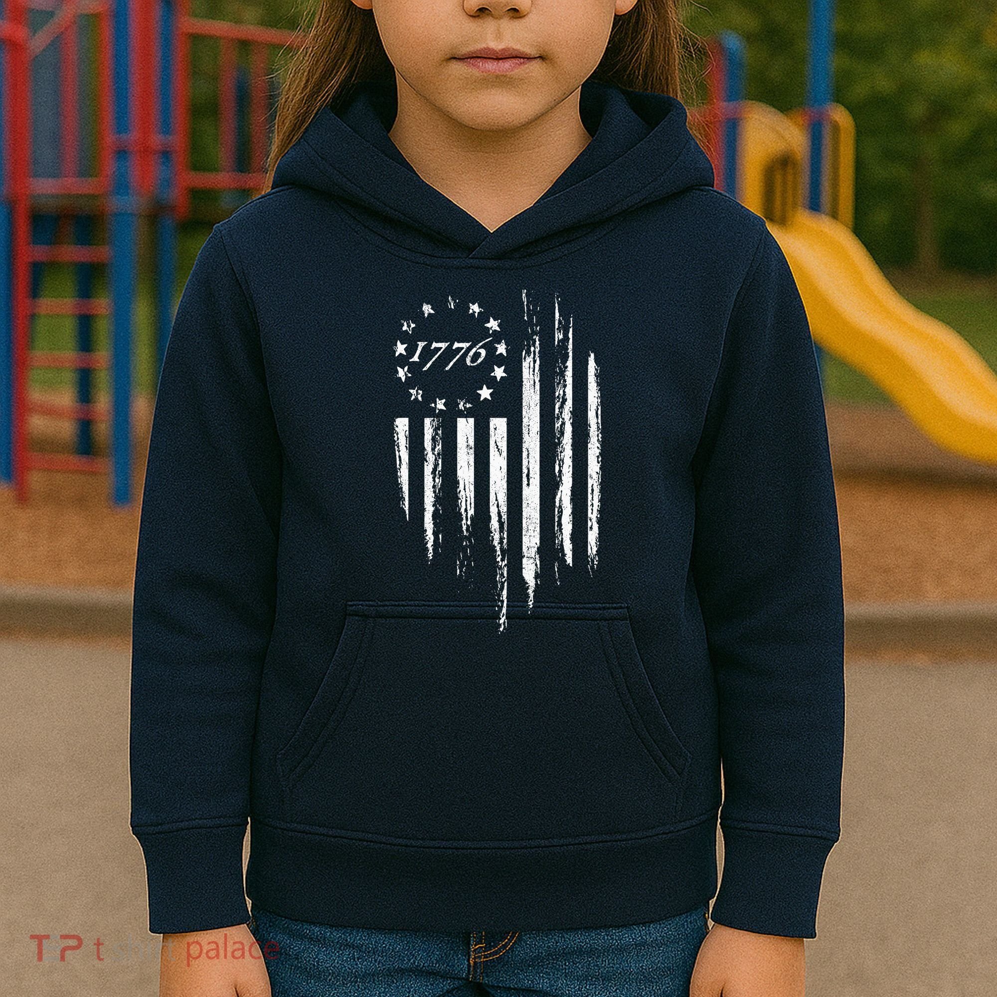 1776 American Flag Betsy Ross 13 Stars Kids Hoodie