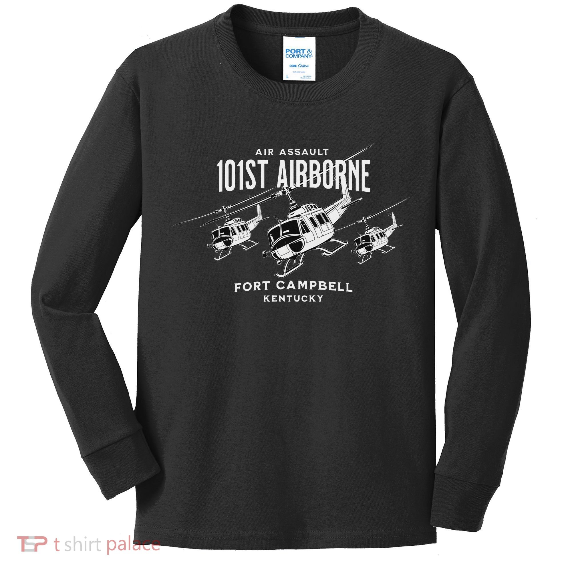 101st Airborne Fort Campbell Kentucky Air Assault Helicopter Kids Long Sleeve Shirt