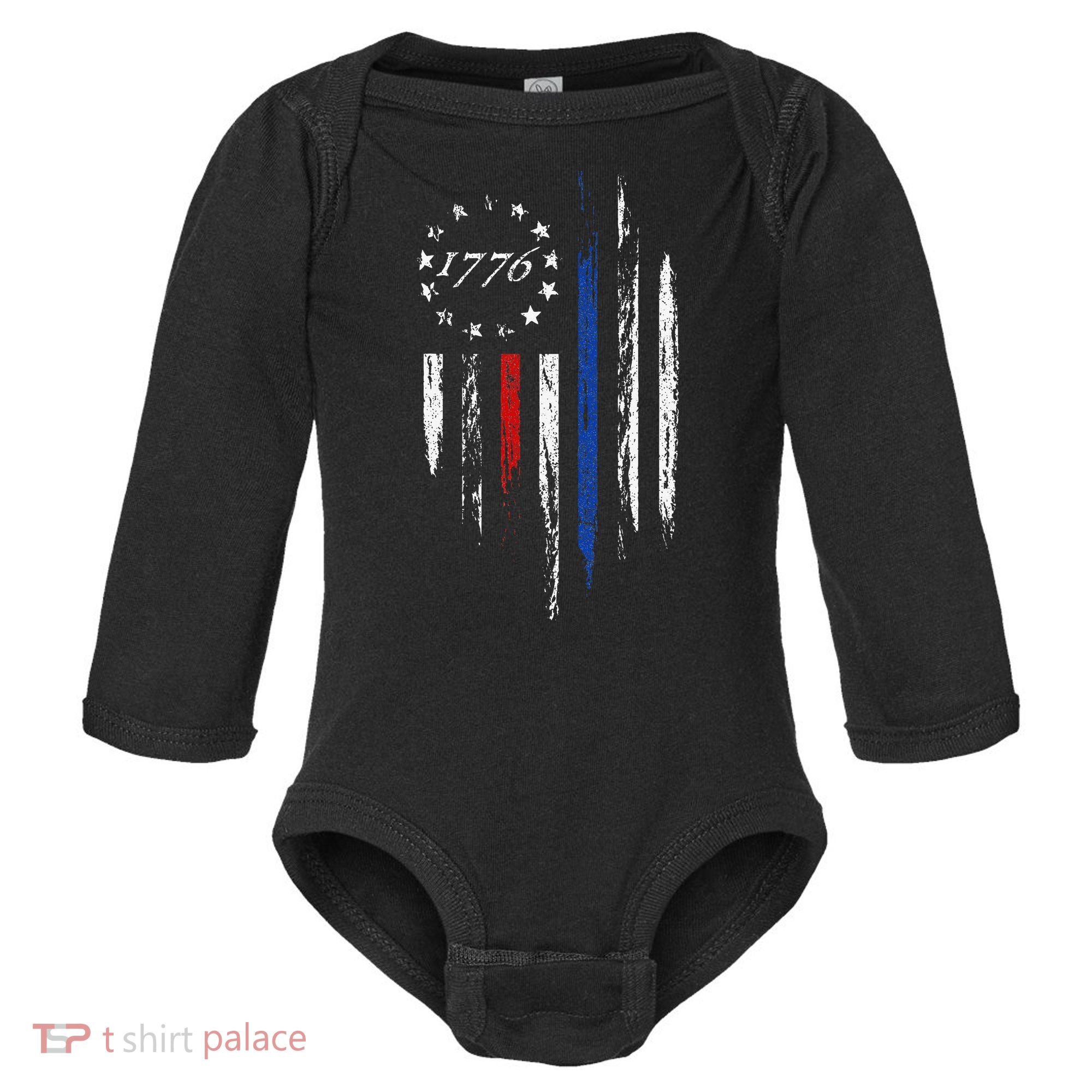1776 American Flag Betsy Ross 13 Stars Usa Gift Baby Long Sleeve Bodysuit