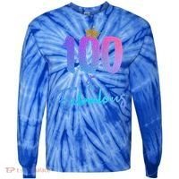 100 And Fabulous For 100th Birthday Cute Gift Tie-Dye Long Sleeve Shirt thumb 0