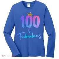 100 And Fabulous For 100th Birthday Cute Gift Women's Long Sleeve Shirt thumb 0
