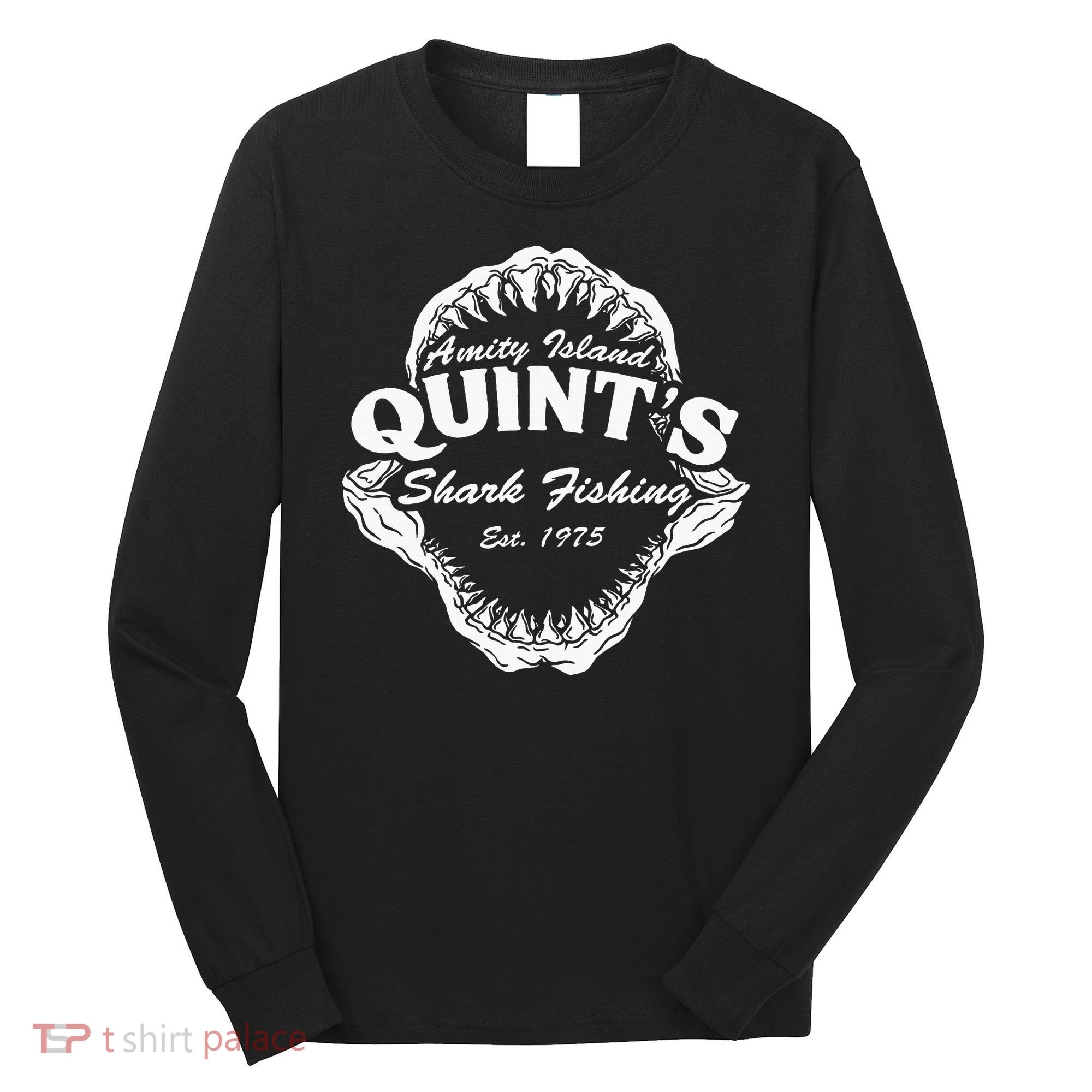 1975 Amity Island QuintS Shark Fishing Long Sleeve Shirt