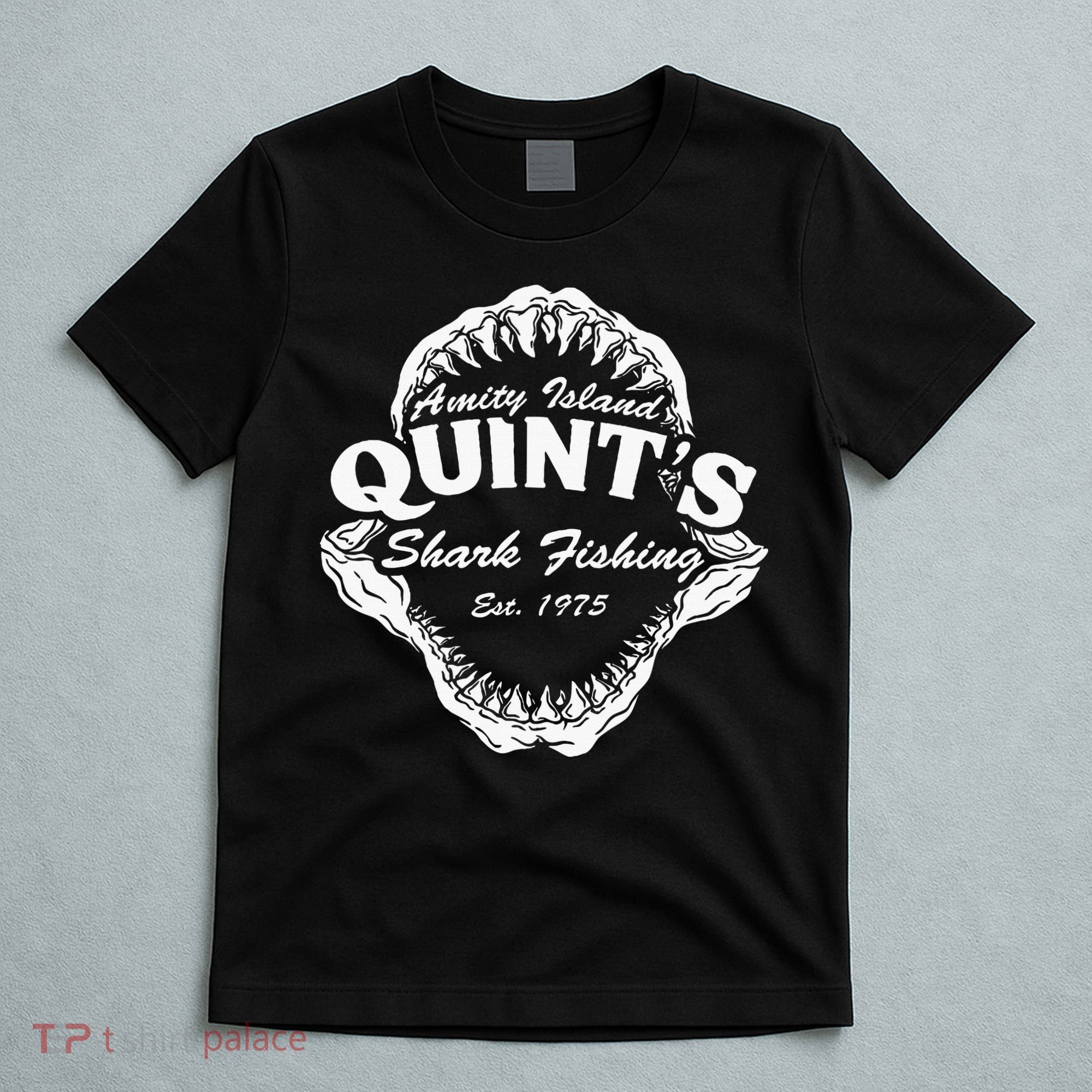 1975 Amity Island QuintS Shark Fishing T-Shirt