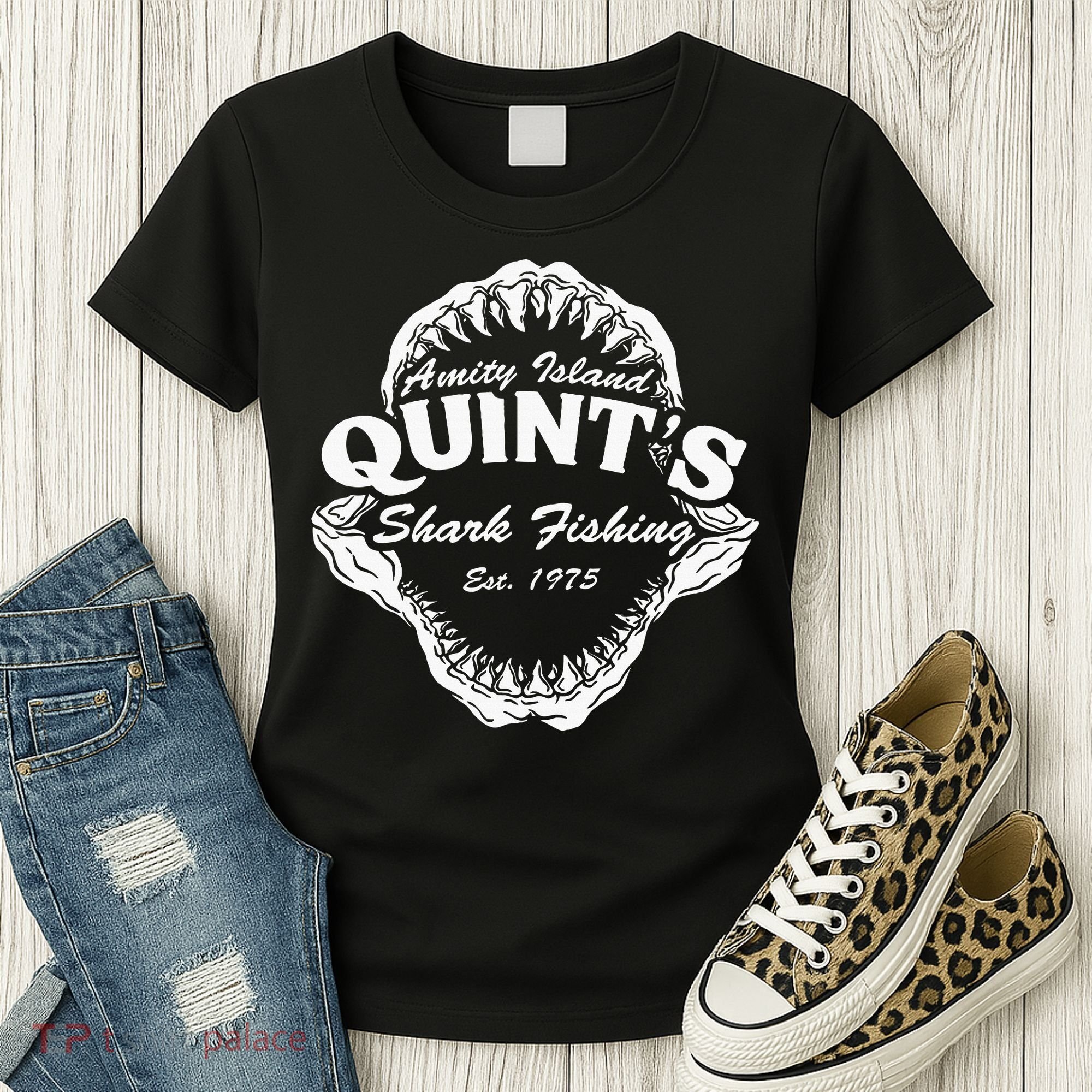 1975 Amity Island QuintS Shark Fishing Women's T-Shirt