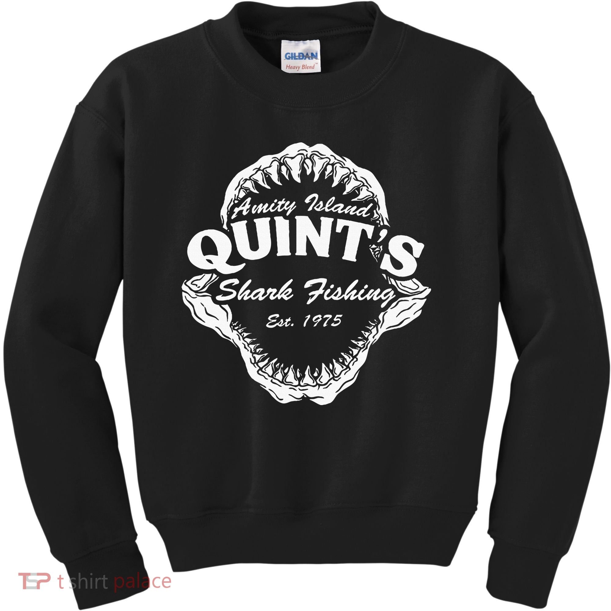 1975 Amity Island QuintS Shark Fishing Kids Sweatshirt