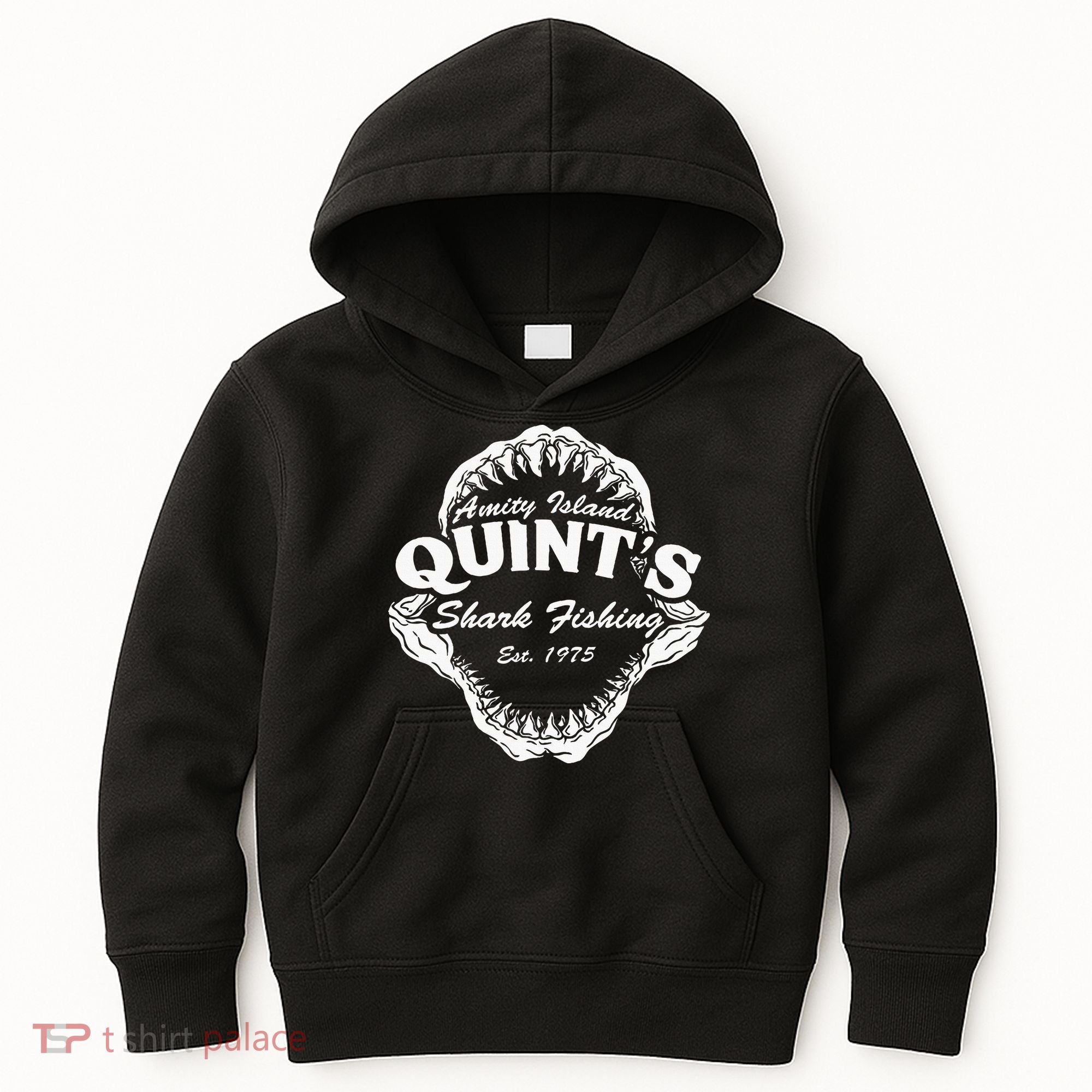 1975 Amity Island QuintS Shark Fishing Kids Hoodie