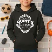 1975 Amity Island QuintS Shark Fishing Kids Hoodie thumb 2