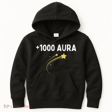 1000 Aura Plus 1000 Aura Points Meme Humor Kids Hoodie