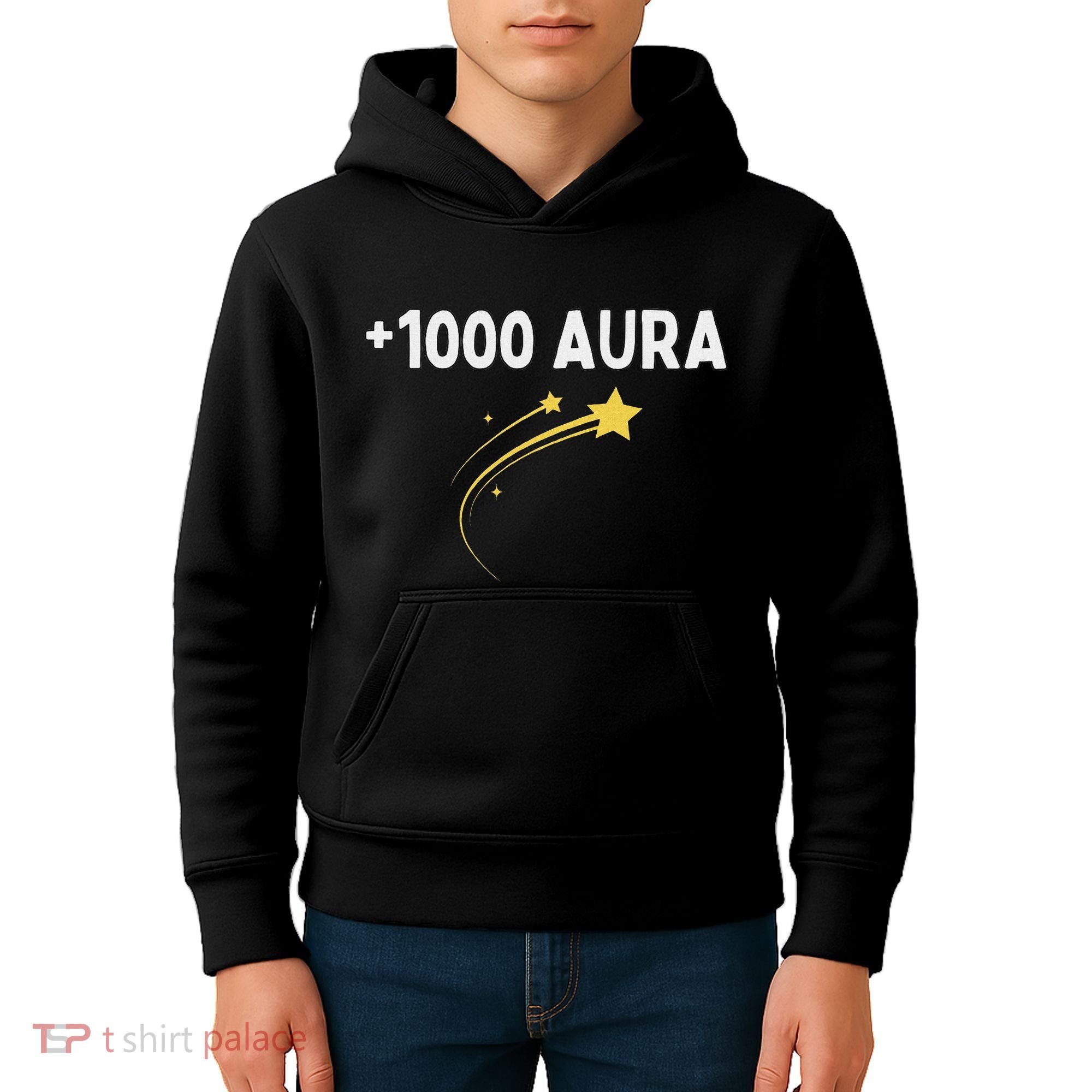 1000 Aura Plus 1000 Aura Points Meme Humor Kids Hoodie