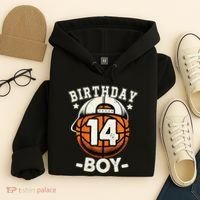 14th Birthday 14 Year Old Basketball Theme Decorations Hoodie thumb 4